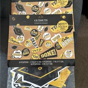 Graduation Themed Cutouts Pack graduation glasses, signature bag, &decorations